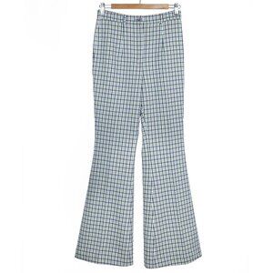 Michael Kors Collection Tattersall Cotton and Wool Jacquard Flared Trousers 4